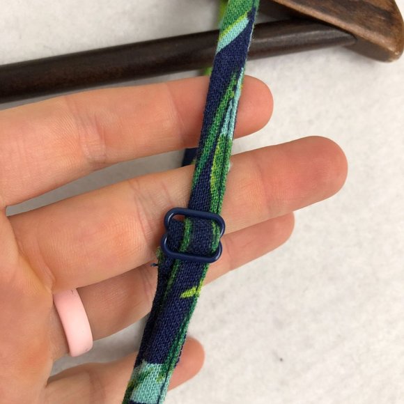 Sofia Jeans Women's Size Large Linen Blend Knot Front Blue Green Leaf Peplum Top - Picture 13 of 14